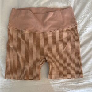 Women's Tan Ribbed Shorts